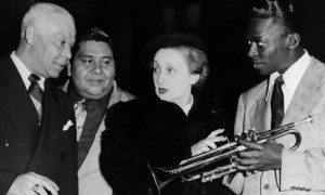 Nica with Sidney Bechet, Russell Moore and Miles Davis. Photograph: Max Jones Files/Redferns