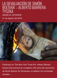 “La devaluación de Simón Bolívar”, de Alberto Barrera Tyszka – Desde el Exterior