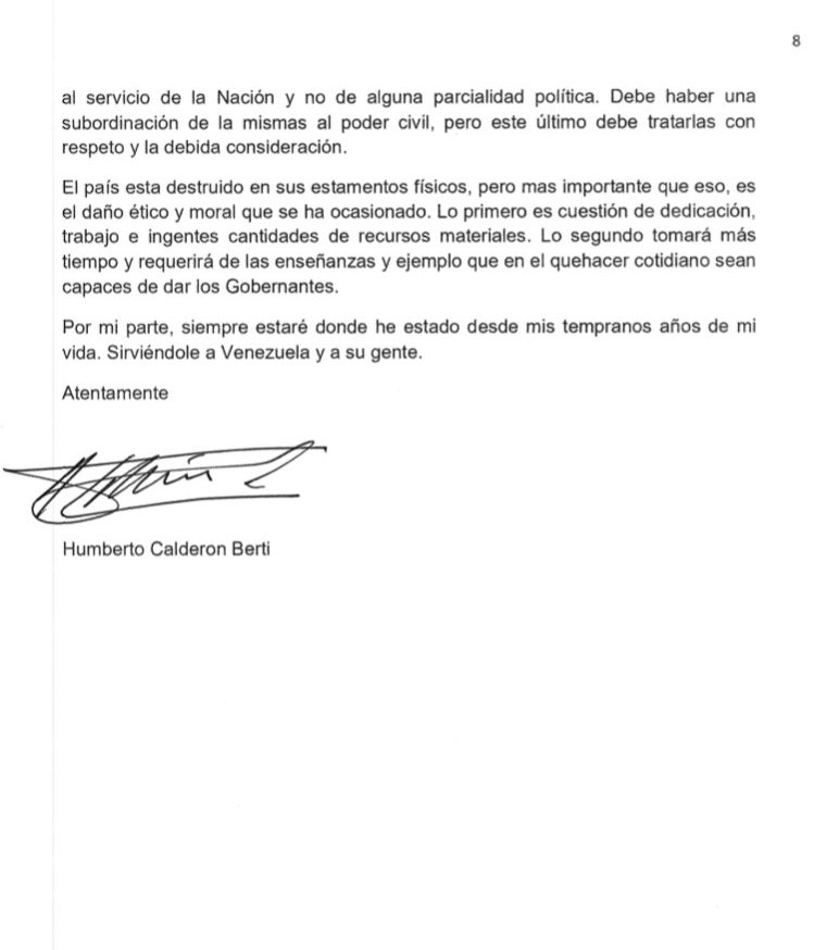 Carta de Calderón Berti a Juan Guaidó